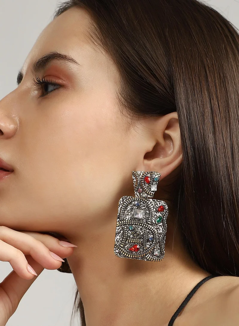 سوهي قرط متدلٍ بتصميم ثعبان رباعي من الجلد الصناعي