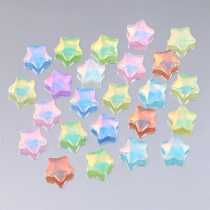 JALIYA 50 قطعة من مجوهرات الأظافر بنقش نجمة الكاواي (Mocha Star Kawaii Nail Charms)، بحجم 6 مم، مناسبة لفنون الأظافر وزينة الأظافر. تتميز باللمعان الجميل والألوان الساحرة (ألوان الكاواي). تحتوي على أحجار كريستالية وألماسات بلورية، وسهلة التطبيق على الأظافر. تأتي في كيسات بسعة 50 قطعة لكل كيس. - Image 3