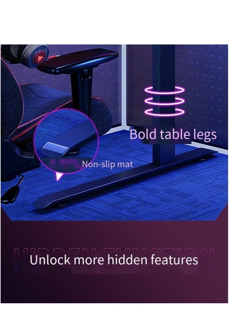 L Shaped Gaming Desk with Cup Holder Headphone Hook Ergonomic Home Office Computer Desk Gamer Table with RGB Lights Gaming 140x60x74 cm