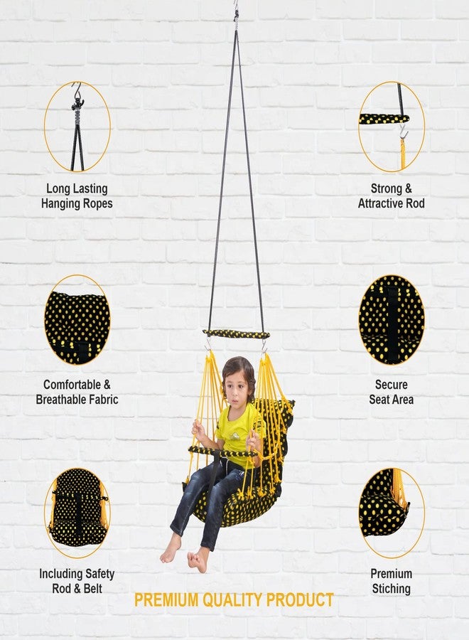 BOFFLE كرسي أرجوحة قطني من بوفل للأطفال الرضع، قابل للطي والغسل، من عمر سنة إلى 3 سنوات، مزود بحزام أمان، مناسب للمنزل والحديقة. أرجوحة للأطفال. مقاس المقعد والظهر 16 × 16 بوصة. - Image 3