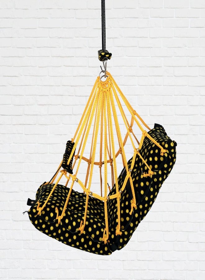 BOFFLE كرسي أرجوحة قطني من بوفل للأطفال الرضع، قابل للطي والغسل، من عمر سنة إلى 3 سنوات، مزود بحزام أمان، مناسب للمنزل والحديقة. أرجوحة للأطفال. مقاس المقعد والظهر 16 × 16 بوصة. - Image 5