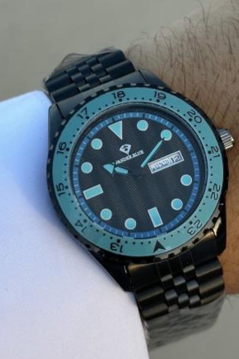 فاندر بلو ساعة فندر بلو رجالي استيل اسود ميناء تيفاني