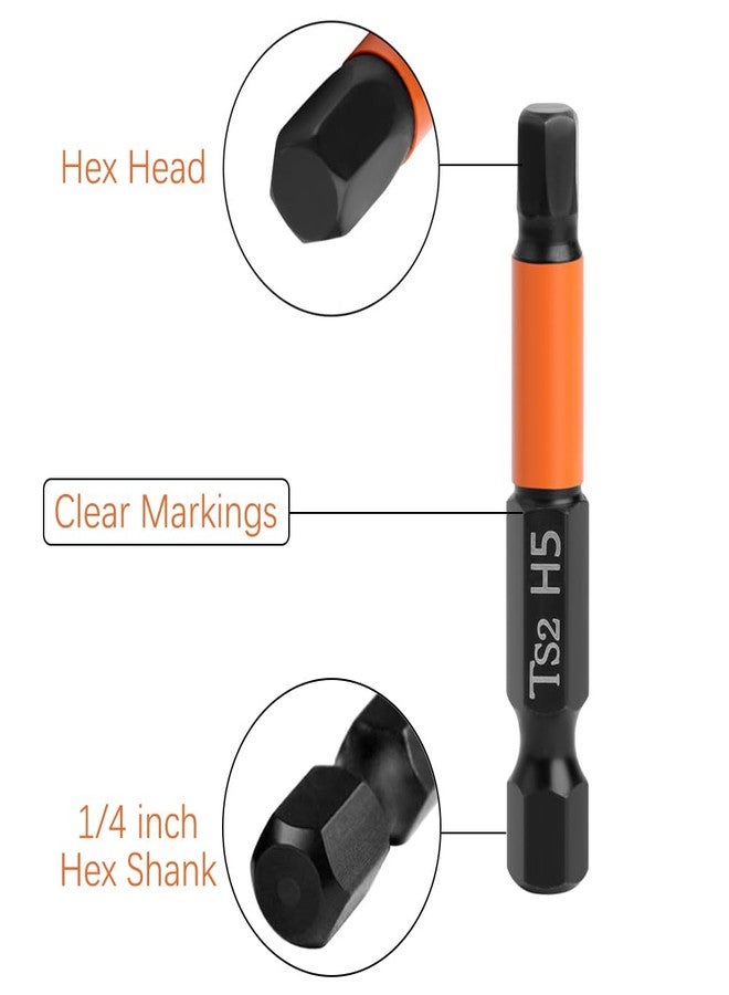 Saipe 9Pcs Hex Head Allen Wrench Drill Bit Set with Magnetic Tips, 1/4'' Hex Shank Impact Hex Bits Set H1.5-H10 Metric S2 Steel Screwdriver Bits, 2 Inch Length - Image 3