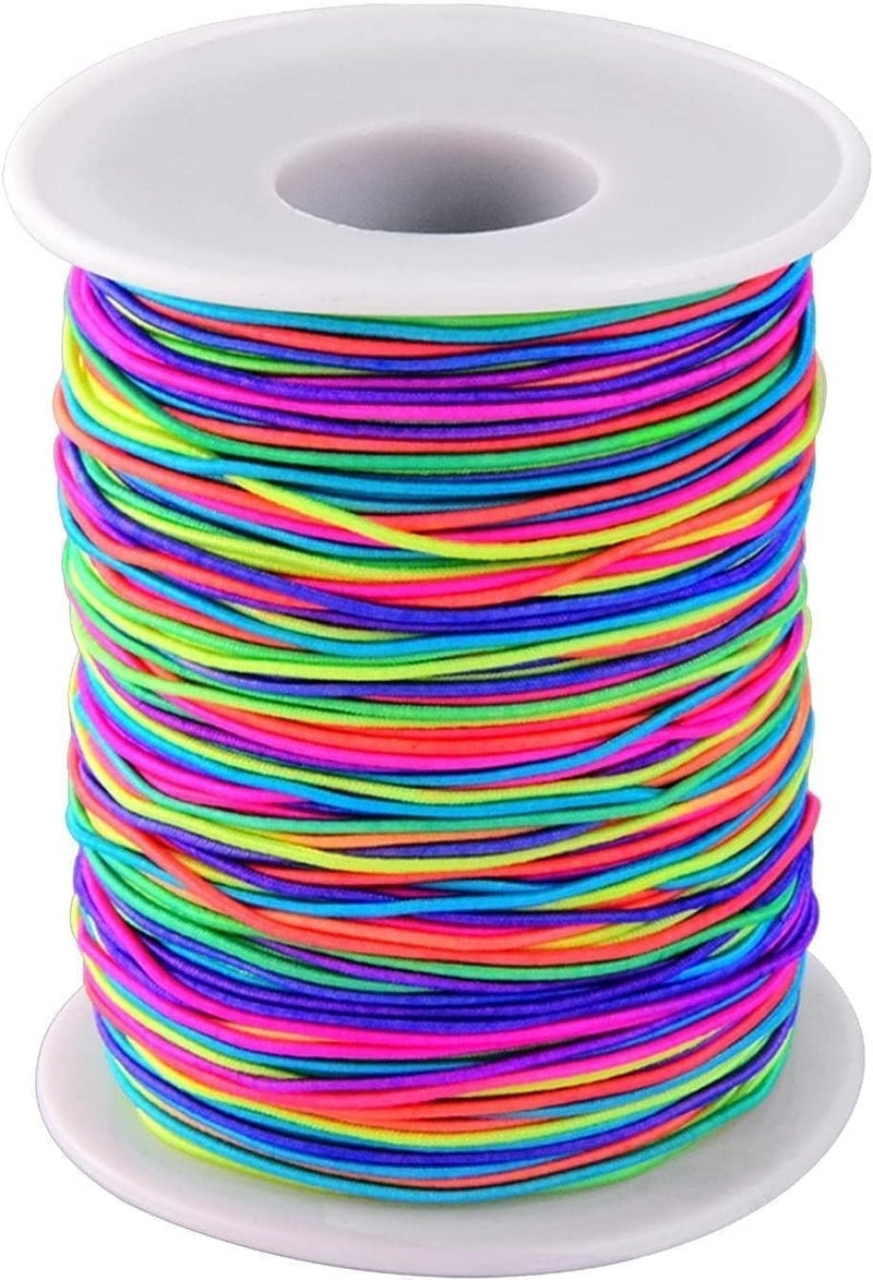 HZYH 120m Elastic Beading Cord, 1mm Rainbow Stretchy Thread, Nylon Jewelry String for Bracelet Necklace Making, DIY Handmade Beading Rope, Colorful Elastic Thread for  Crafts - Image 1