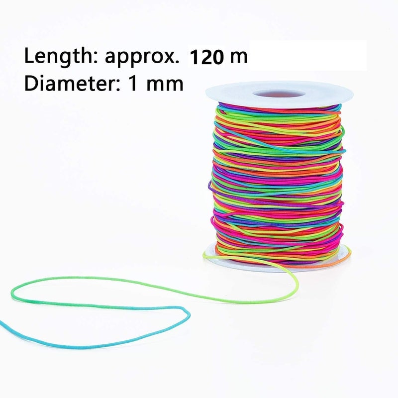 HZYH 120m Elastic Beading Cord, 1mm Rainbow Stretchy Thread, Nylon Jewelry String for Bracelet Necklace Making, DIY Handmade Beading Rope, Colorful Elastic Thread for  Crafts - Image 2