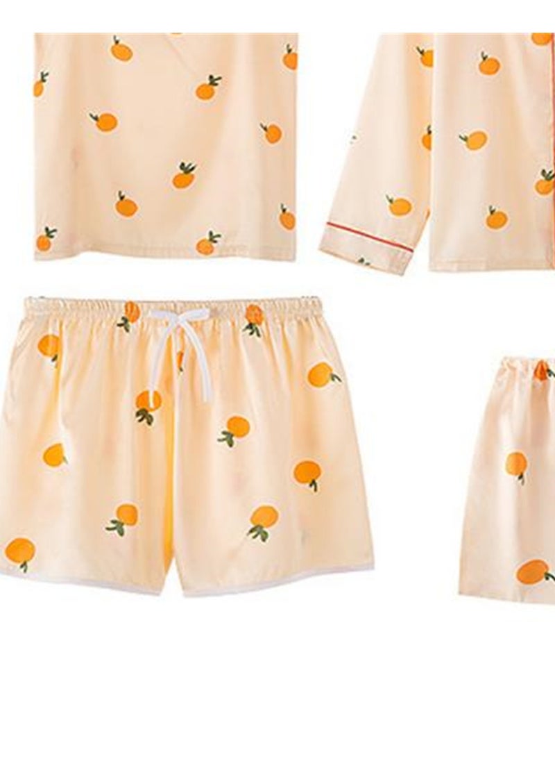 Generic - 7pcs pajamas set for women in all seasons imitation silk pajamas set - Image 1