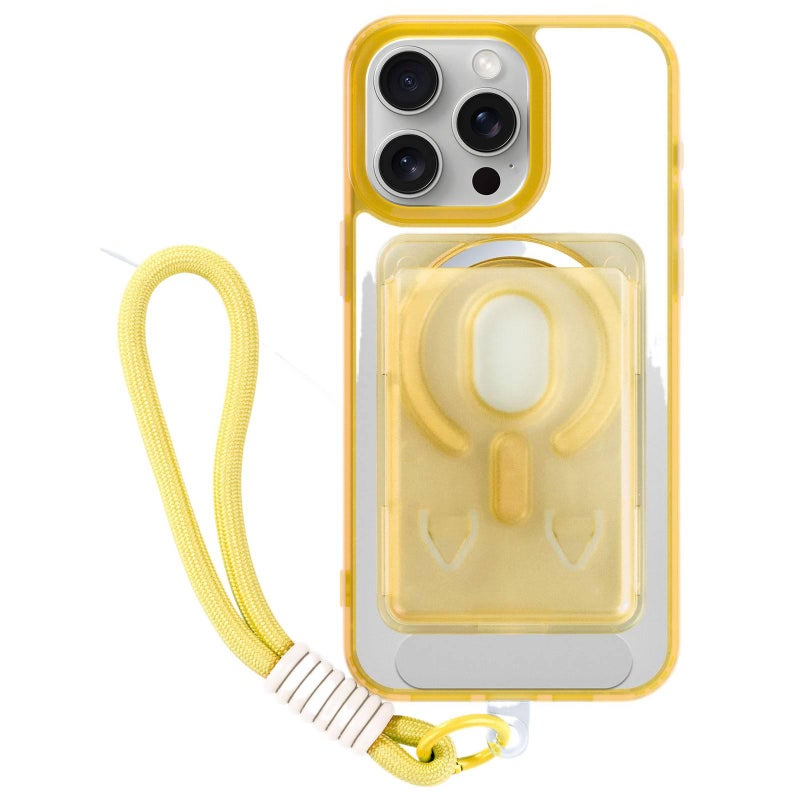 Plywood MagSafe Case for iPhone 14 / 14 Plus / 14 Pro / 14 Pro Max with Card Holder and Strong Magnetic plus Skin Feel plus Matte Finish in Yellow - Image 1