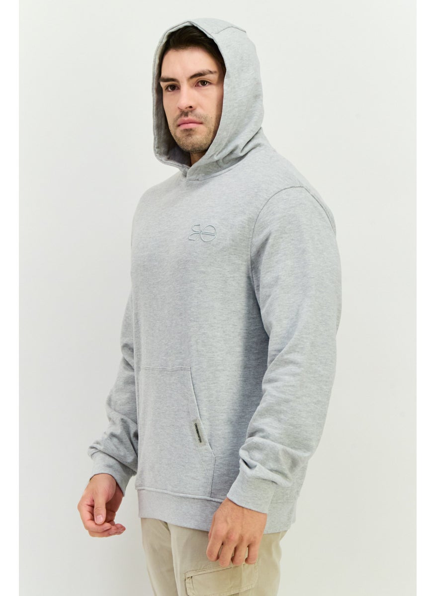 CROSSHATCH Men Hooded Embroidered Logo Long Sleeves Sweatshirt, Grey  - Image 2