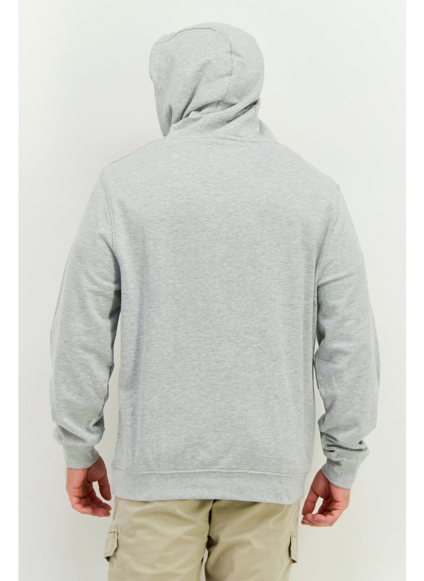 CROSSHATCH Men Hooded Embroidered Logo Long Sleeves Sweatshirt, Grey  - Image 3