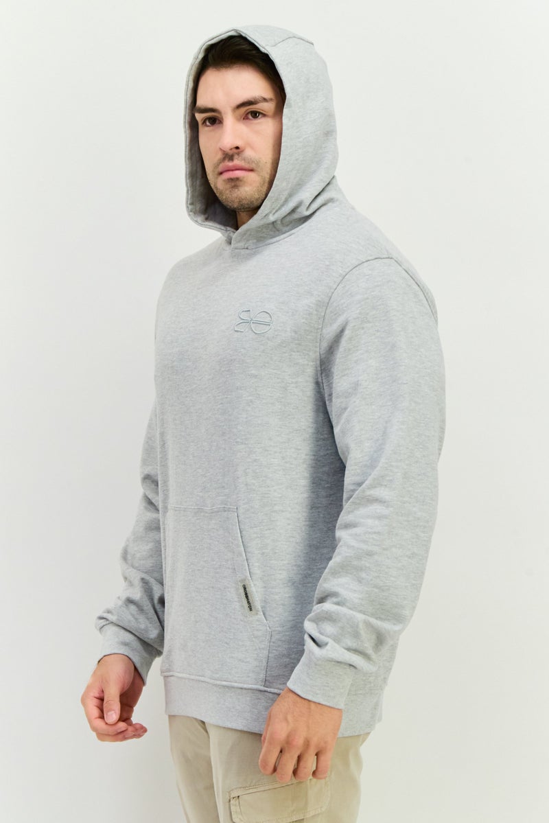 CROSSHATCH Men Hooded Embroidered Logo Long Sleeves Sweatshirt, Grey - Image 4