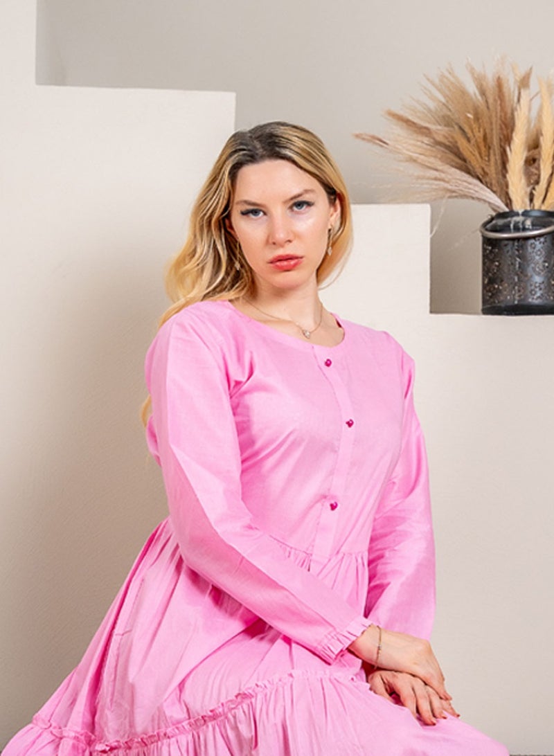 ايديال ماكسي كشكش وردي: أناقة أنثوية - قطن - Image 2