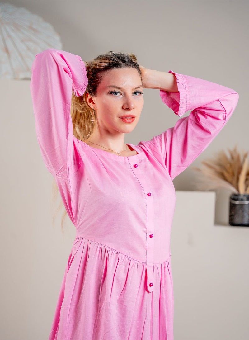 ايديال ماكسي كشكش وردي: أناقة أنثوية - قطن - Image 3