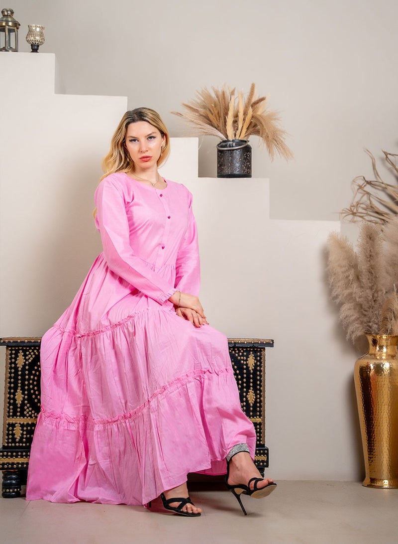 ايديال ماكسي كشكش وردي: أناقة أنثوية - قطن - Image 1