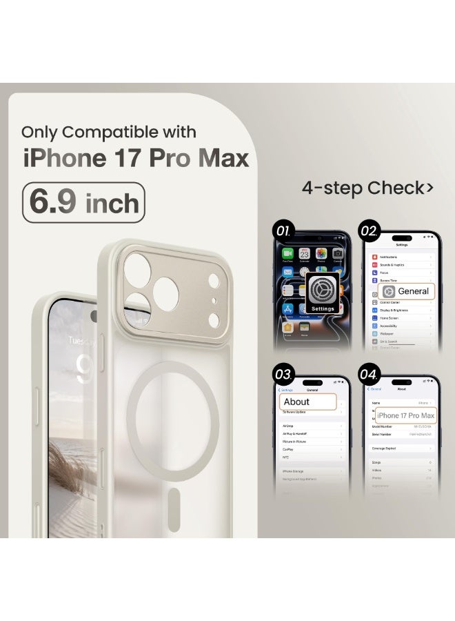 جولبينبوكس جراب آيفون 17 برو ماكس مع حامل، متوافق مع MagSafe، مزوّد بوظيفة التحكم بالكاميرا وحماية عسكرية من السقوط، غطاء نحيف مقاوم للصدمات بملمس مطفي شبه شفاف لهاتف آيفون 17 برو ماكس مقاس 6.9 بوصة، لون ستون - Image 2