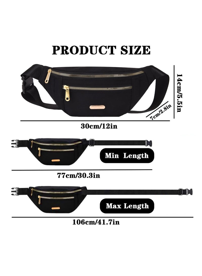 Fanny Pack Fashion Waist Bag   Casual Travel Bum Bag  Black Bumbag for Women Men Running Sports Hiking Jogging Bumbag - Image 2