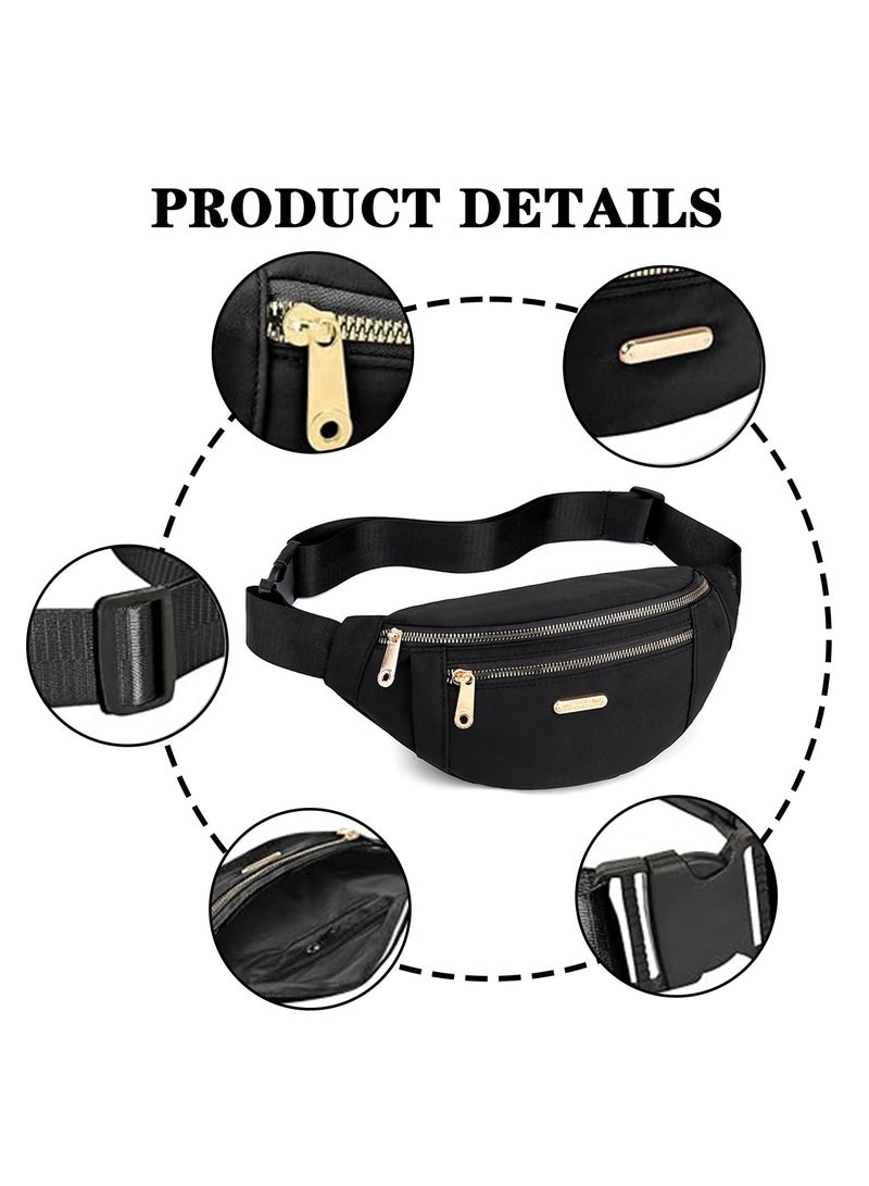 Fanny Pack Fashion Waist Bag   Casual Travel Bum Bag  Black Bumbag for Women Men Running Sports Hiking Jogging Bumbag - Image 4