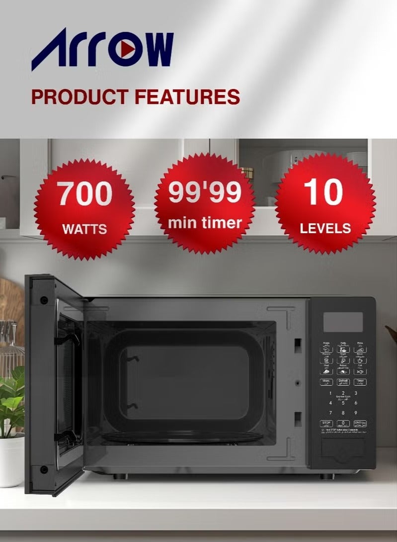 ارو فرن ميكروويف رقمي ارو 20 لتر، 700 وات، 10 مستويات طاقة للميكروويف | RO-20MWBD - Image 5