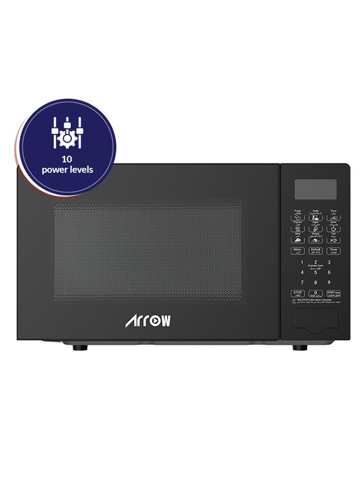 Arrow - 20L Digital Microwave Oven, 700W | 10 Microwave Power Levels | Membrane Control | 99:99 Minute Timer | Defrost Function | Cooking End Signal | Stylish Black Design | Easy Push-Button Door | Model Name: RO-20MWBD - Image 1