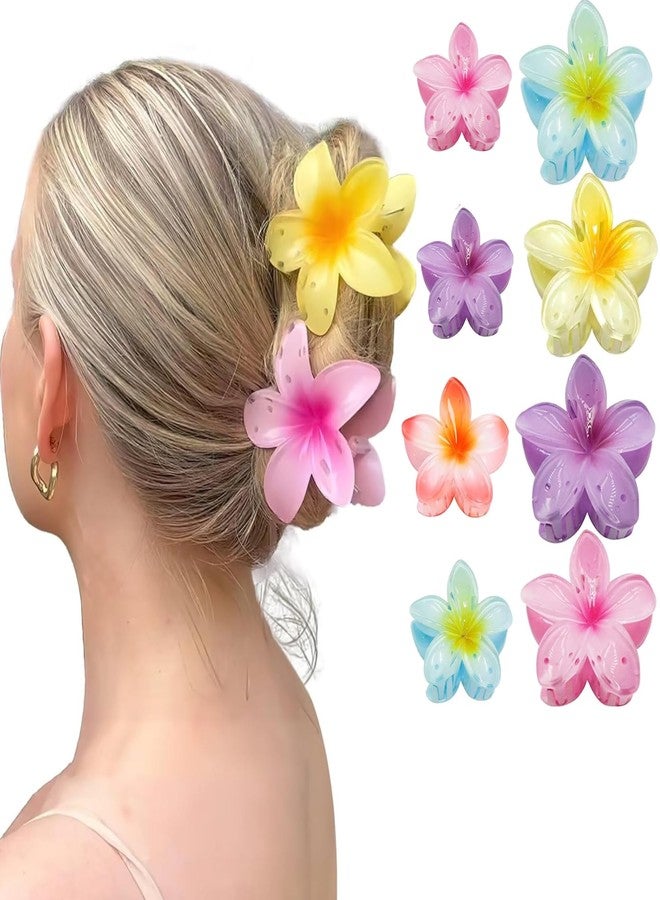 VORSET 6 Pcs Flower Hair Claw Clips - Hawaiian Plumeria, Large NonSlip Clutchers for Hair, Strong Hold Hair Accessories For Thick or Thin Hair, Beach, Everyday Use (Multi-Size, Multicolor) - Image 3