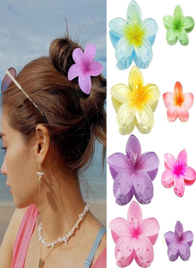 VORSET 6 Pcs Flower Hair Claw Clips - Hawaiian Plumeria, Large NonSlip Clutchers for Hair, Strong Hold Hair Accessories For Thick or Thin Hair, Beach, Everyday Use (Multi-Size, Multicolor) - Image 1