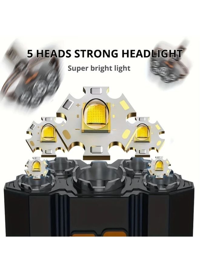 Rechargeable LED Headlamp 5LED Strong Light 4 Modes Portable Head Flashlight For Camping Hiking Fishing - Image 5