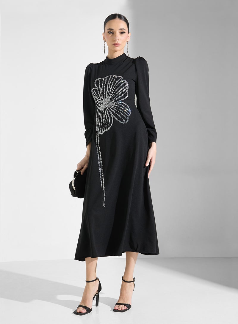 Khizana Floral Embellished Dress - Image 4