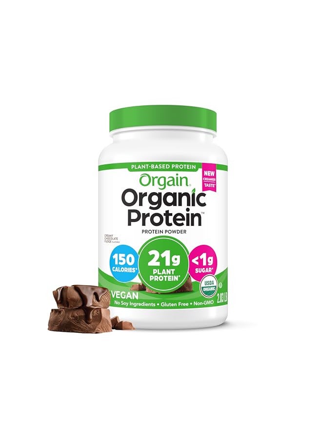 Orgain Vegan Protein Powder, Creamy Chocolate Fudge - 21g Of Plant Based Protein, Low Net Carbs, Non Dairy, Gluten Free, No Sugar Added, Soy Free, Kosher, Non-GMO, 2.03 Lb (Packaging May Vary) - Image 1
