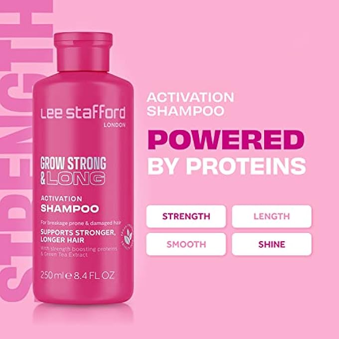 Lee Stafford HAIR GROWTH SHAMPOO | GROW STRONG & LONG COLLECTION - BEST THICKENING REGROWTH CLEANSER FOR THINNING, TREATMENT FOR MEN & WOMEN, HELPS OIL, FRIZZY, DRY SCALP, 250 ML - Image 3