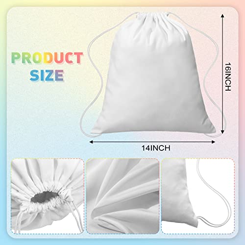 Saintrygo 12 Pieces Tie Dye Cotton Drawstring Bags Sublimation Blank Backpack White Canvas Drawstring Bags DIY Items for Party Favors (White) - Image 2