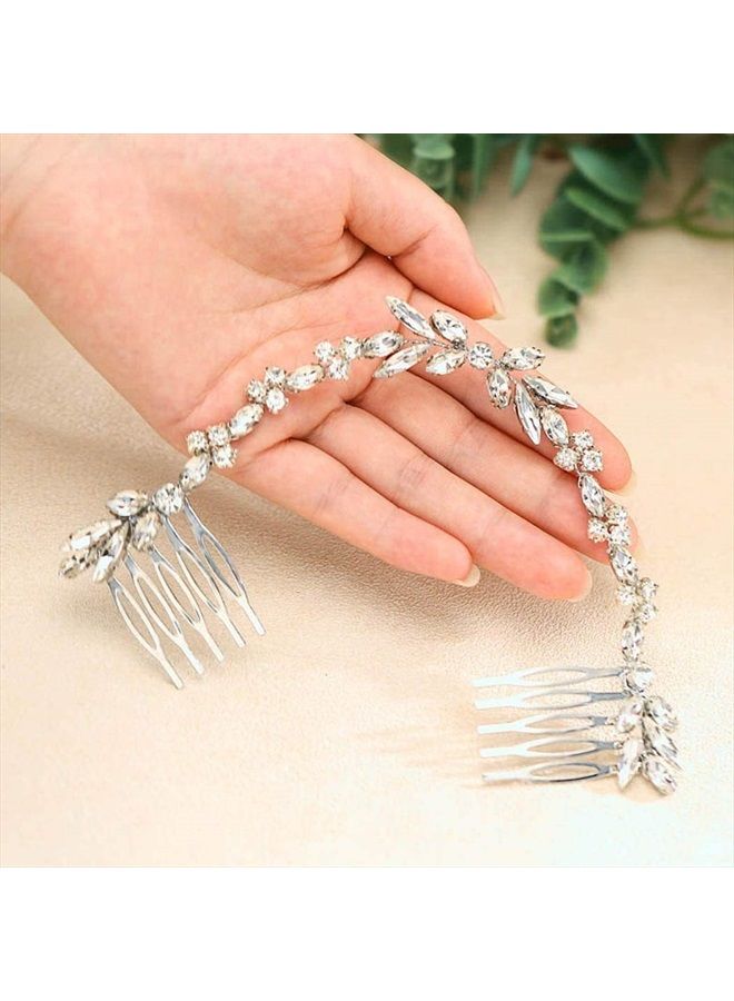 Unicra Wedding Crystal Hair Combs Bridal Headpieces Wedding Hair Accessories for Brides (Silver) - Image 1