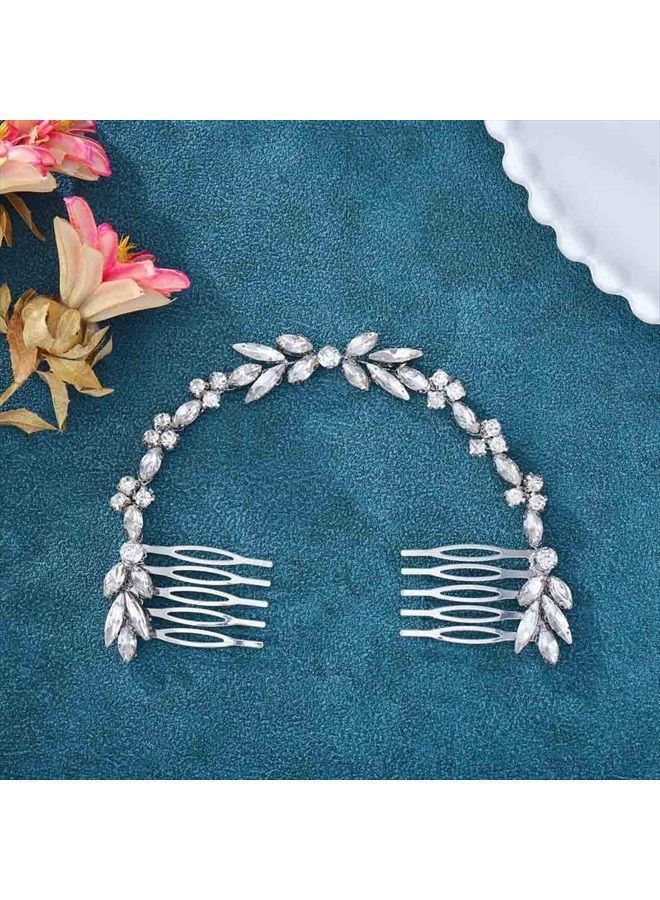 Unicra Wedding Crystal Hair Combs Bridal Headpieces Wedding Hair Accessories for Brides (Silver) - Image 3