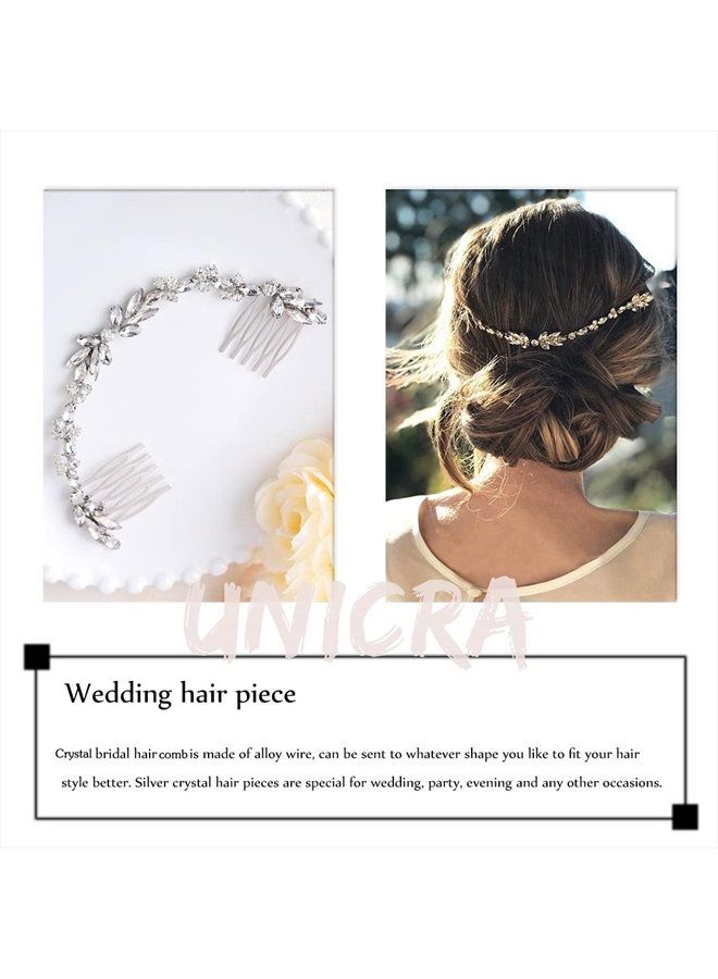 Unicra Wedding Crystal Hair Combs Bridal Headpieces Wedding Hair Accessories for Brides (Silver) - Image 4