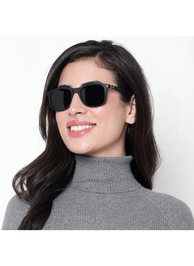 ووجلز نظارة شمسية مربعة مستقطبة سوداء