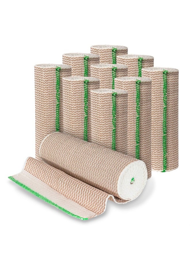 Vakly Elastic Bandage Wrap with Self-Closure [Pack of 10] 6 Inch Comfort Athletic Compression Roll, 5 Yards Stretched for Customized Compression on Knee, Ankle, Wrist + Vakly First Aid Kit Guide (6''X10)  - Image 1