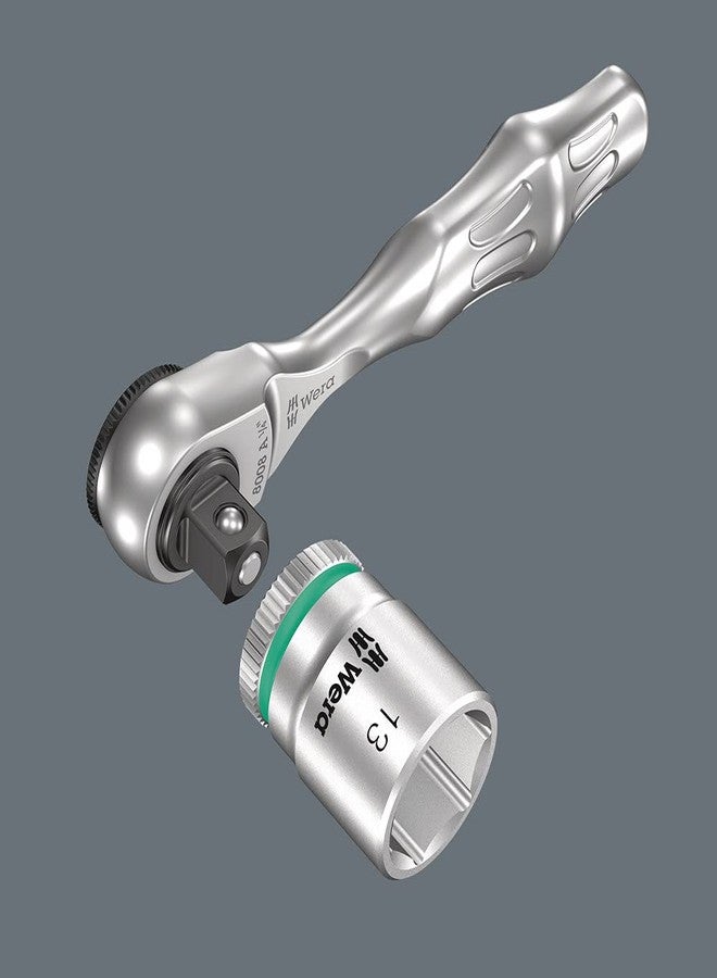 Wera 8008 A Zyklop Mini 3 Ratchet with 1/4" Drive, 1/4" x 87 mm, 05003793001 - Image 2