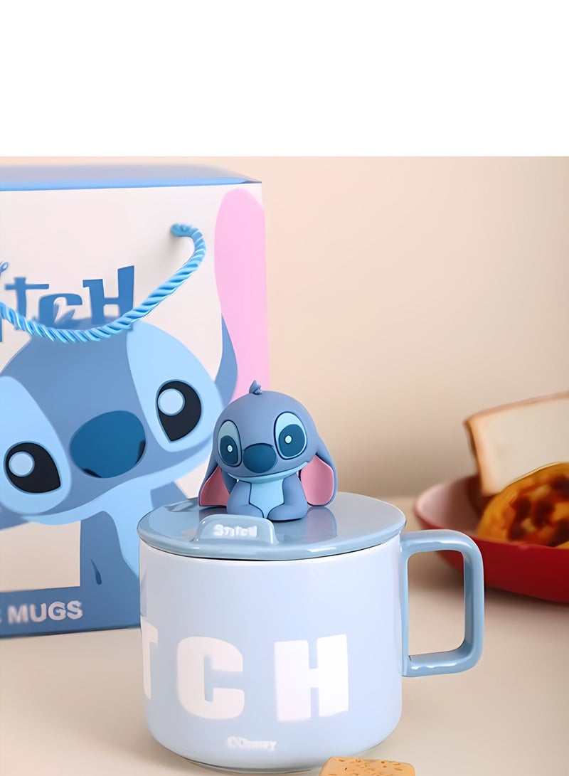 Disney Adorable Stitch Ceramic Mug - Unique Design comes with a 3D lid, perfect as a gift, it comes in a beautiful gift box 450ml - Image 1
