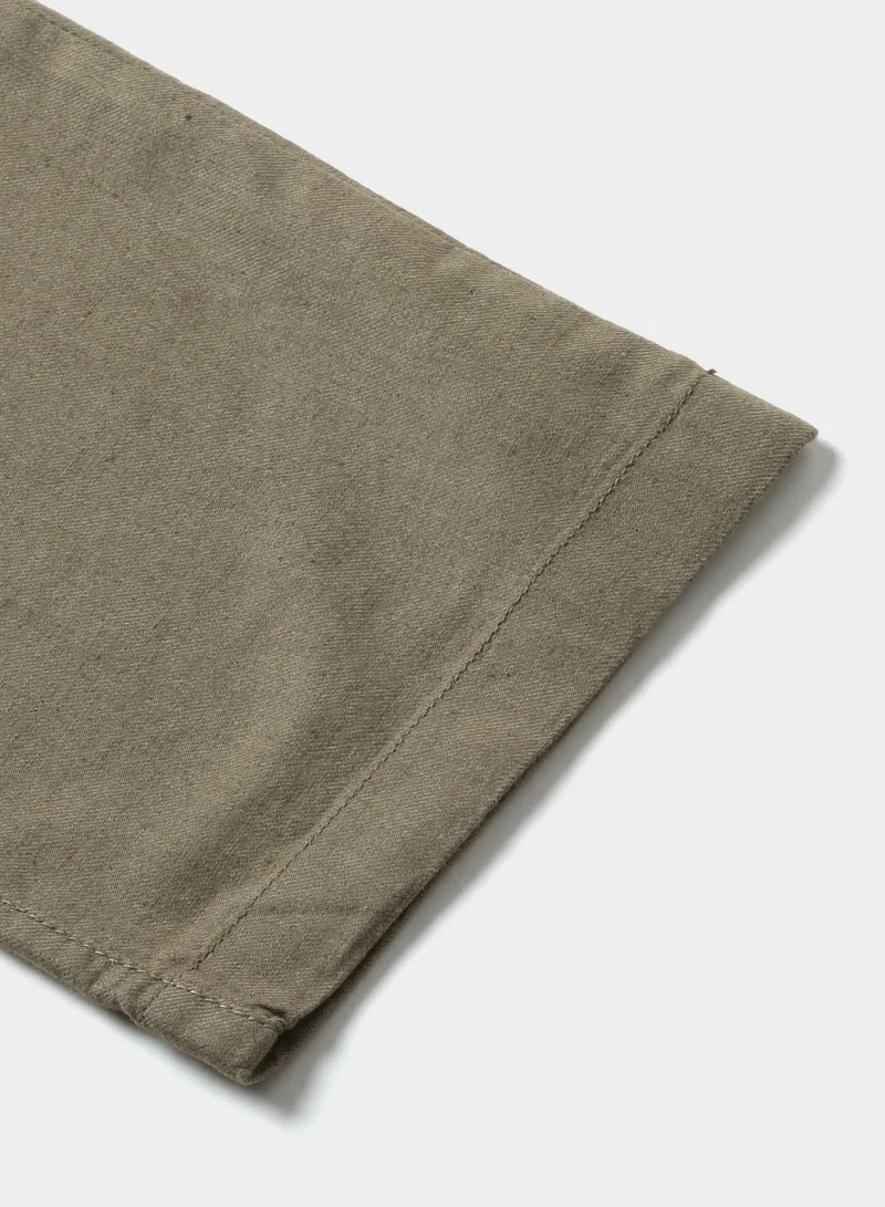 Dennis Lingo Light Olive Casual Trousers for Men - Slim Fit, Linen