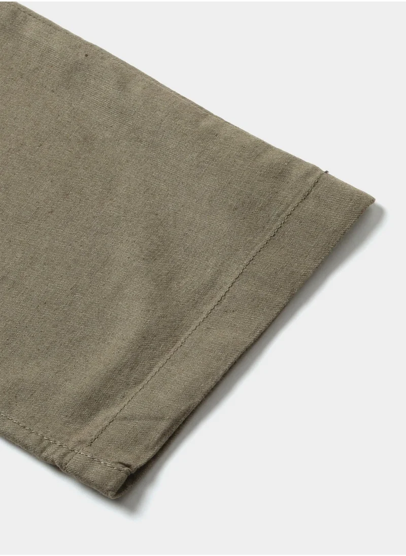 Dennis Lingo Light Olive Casual Trousers for Men - Slim Fit, Linen