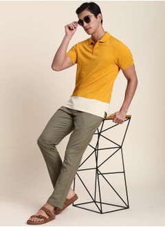 Dennis Lingo Light Olive Casual Trousers for Men - Slim Fit, Linen  - Image 5