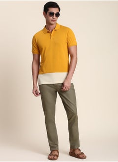Dennis Lingo Light Olive Casual Trousers for Men - Slim Fit, Linen  - Image 4