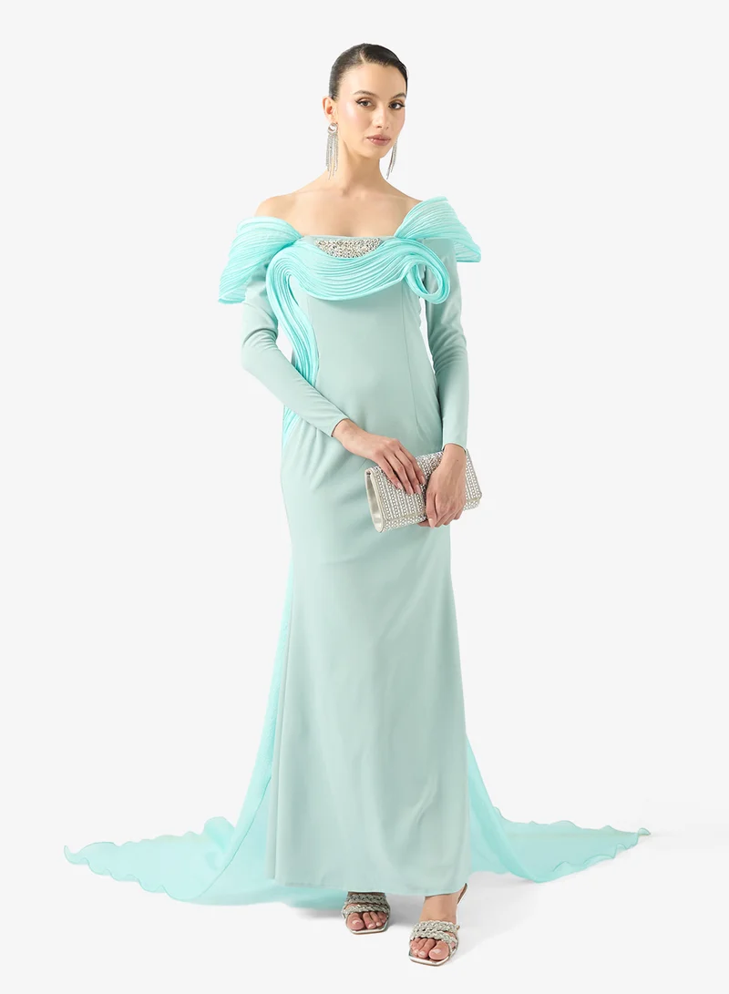Gown With Statement Fluid Drape & Back Trail