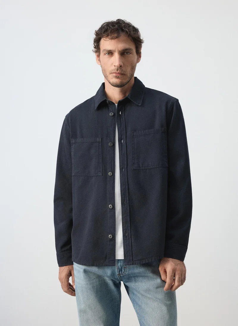 مانجو مان Denim Overshirt Pockets