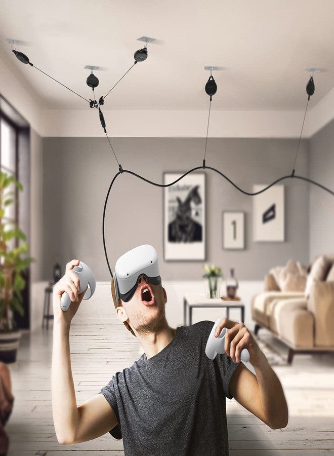 KIWI design VR Cable Management, 6 Packs Pulley System, Quiet, Compatible with Quest 2/Quest Pro/PSVR2/Rift S/Valve Index/HTC Vive/Vive Pro/HP Reverb G2/PSVR/ VR Accessories, Black - Image 5
