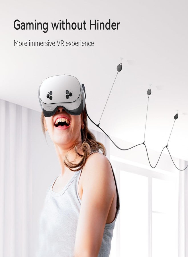 KIWI design VR Cable Management, 6 Packs Pulley System, Quiet, Compatible with Quest 2/Quest Pro/PSVR2/Rift S/Valve Index/HTC Vive/Vive Pro/HP Reverb G2/PSVR/ VR Accessories, Black - Image 2