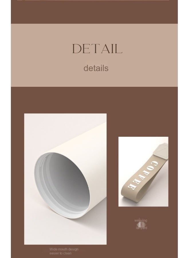 آنا كوب قهوة مزدوج مع غطاء سيراميك سعة كبيرة بجراب 316 من الفولاذ المقاوم للصدأ مع ماصة - Image 4