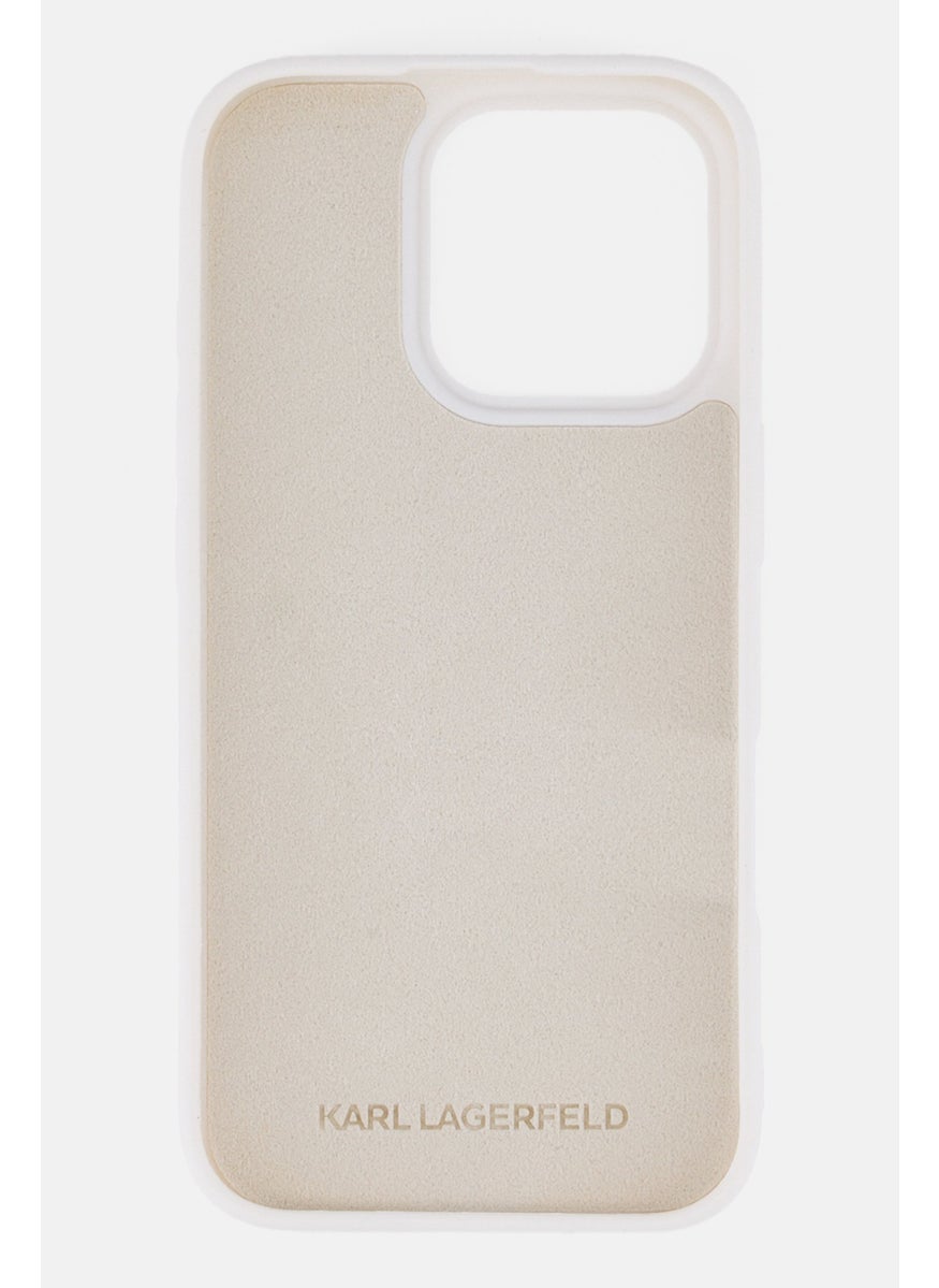 Karl Lagerfeld iPhone 16 Pro Metal Signature Logo With Silicone Case, White  - Image 2