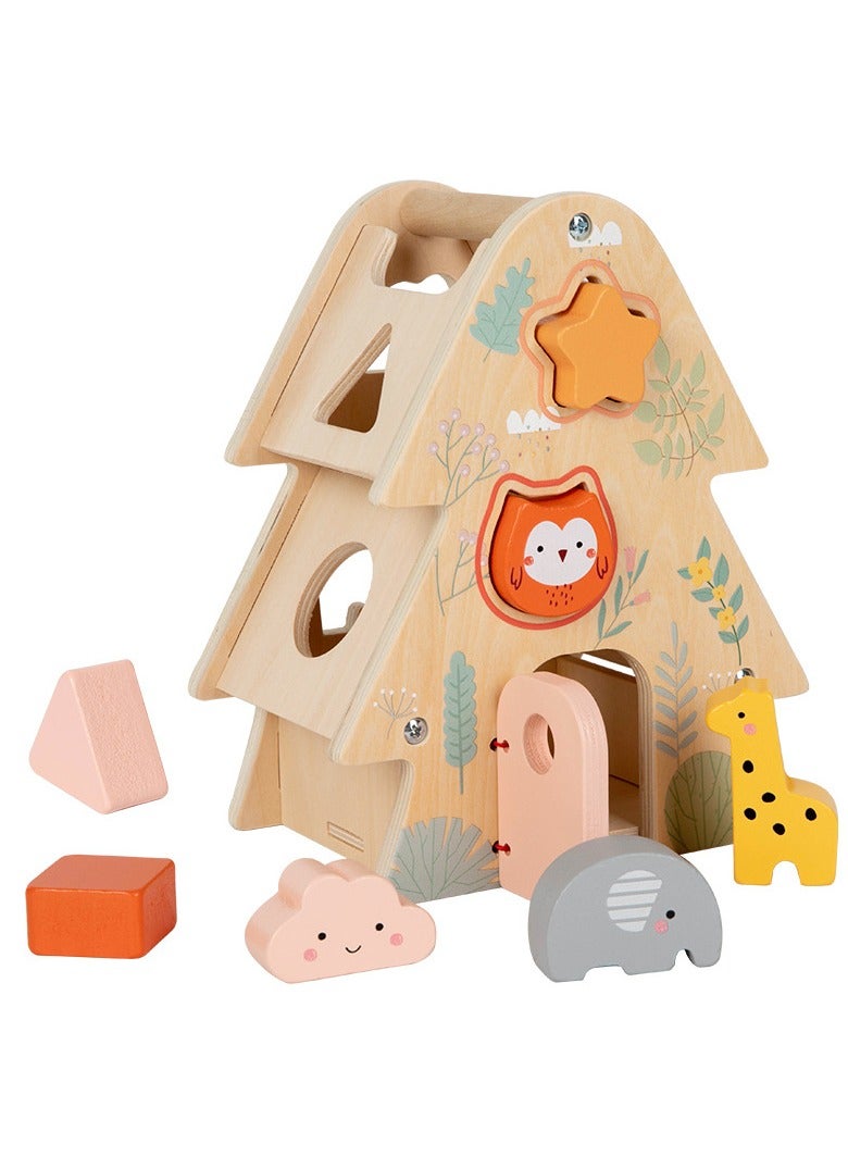 general Children's wooden early education animal shape cognition big tree wisdom house puzzle parent-child interaction porous large particle toys - Image 4