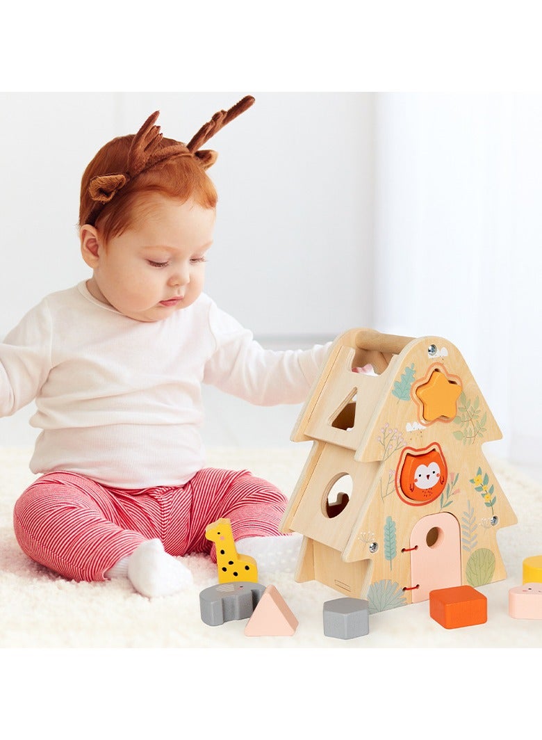 general Children's wooden early education animal shape cognition big tree wisdom house puzzle parent-child interaction porous large particle toys - Image 2