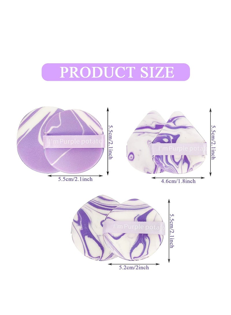 KASTWAVE 30 Pcs Powder Puff, Use for Dry and Wet, Purple Double Side Air Cushion Powder Puff, Soft Makeup Beauty Facial Smooth Powder Puff, Cosmetics Blush Applicators Sponges, 3 Shapes - Image 2