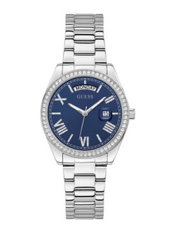 Women Luna Analog Quartz Silver Stainless Steel Blue Dial Watch GW0307L1 - 36mm